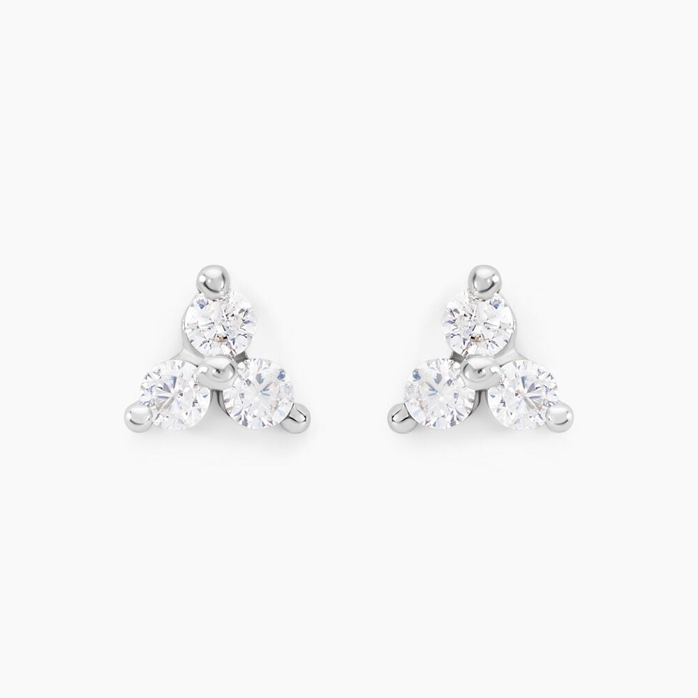 Boucles D'oreilles Puces Cassy Fleur Or Blanc Oxyde De Zirconium - Puces Femme | Marc Orian