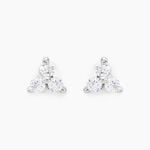 Boucles D'oreilles Puces Cassy Fleur Or Blanc Oxyde De Zirconium - Puces Femme | Marc Orian