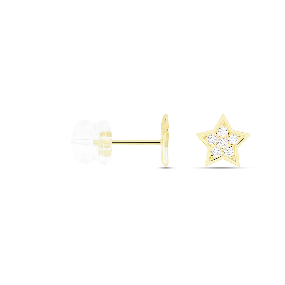 Boucles D'oreilles Puces Elais Etoile Or Jaune Oxyde De Zirconium - Puces Femme | Marc Orian