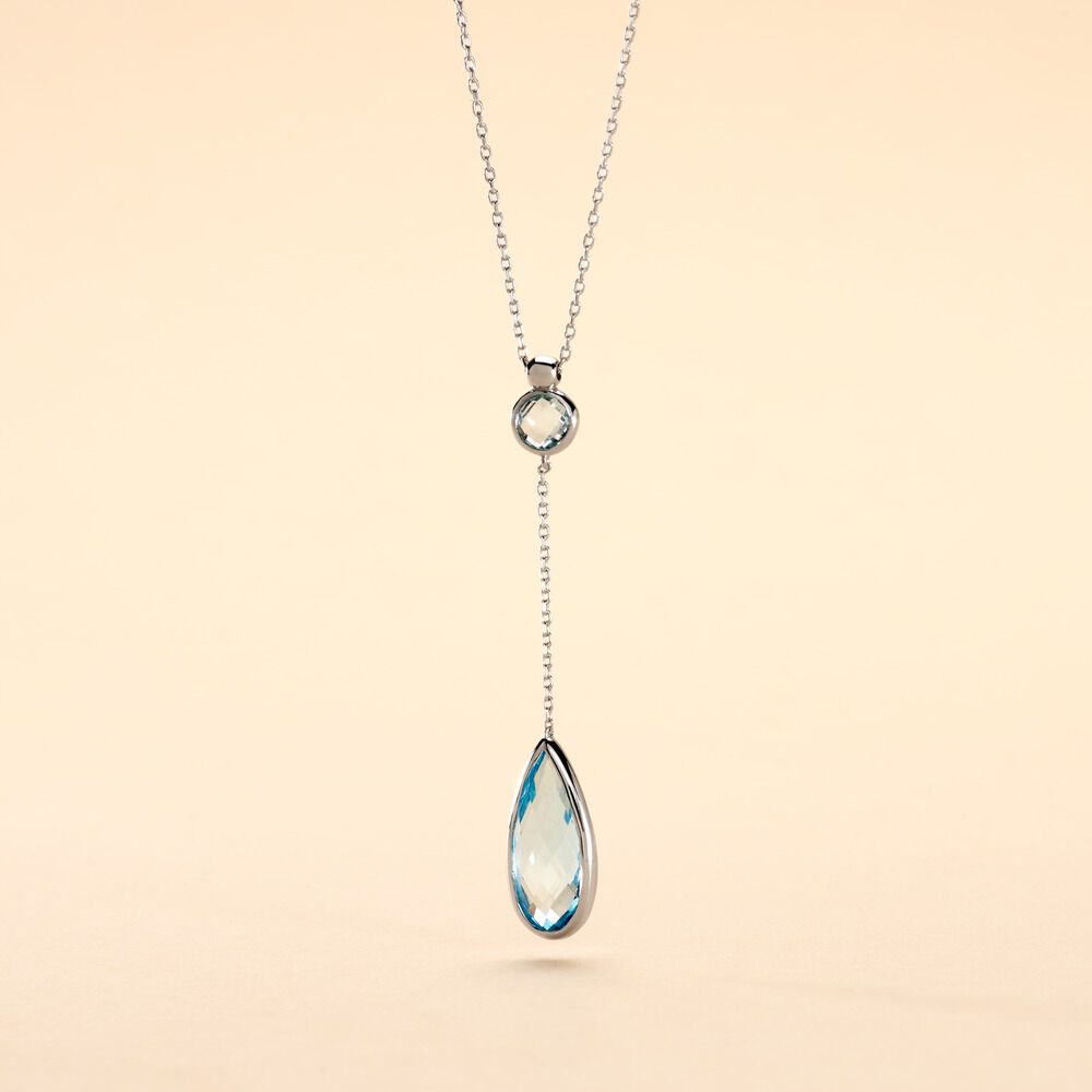 Collier Dennis Or Blanc Topaze - Colliers avec pierres Femme | Marc Orian