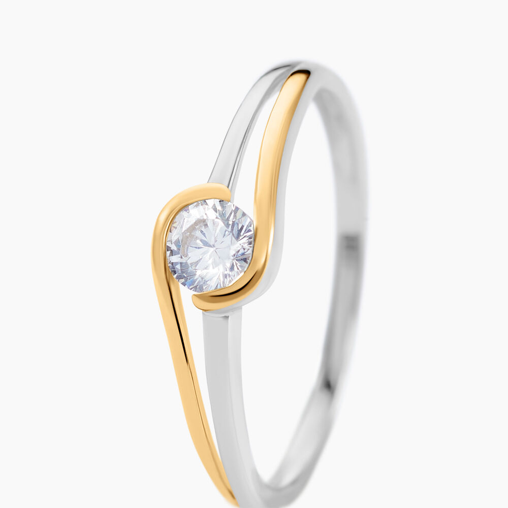 Bague Evora Or Jaune Argent Blanc Oxyde De Zirconium - Solitaires Femme | Marc Orian