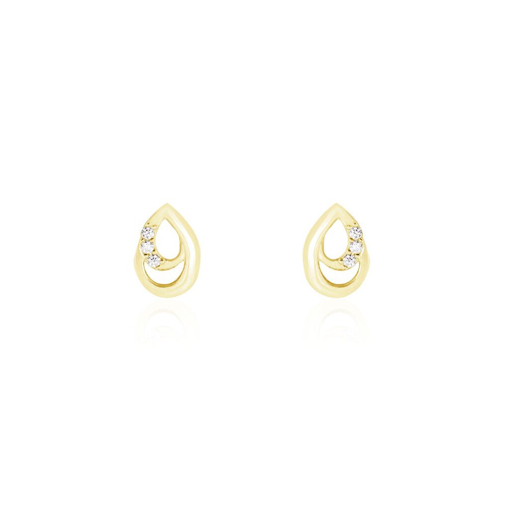Boucles D'oreilles Puces Helie Goutte Or Jaune Oxyde De Zirconium - Puces Femme | Marc Orian