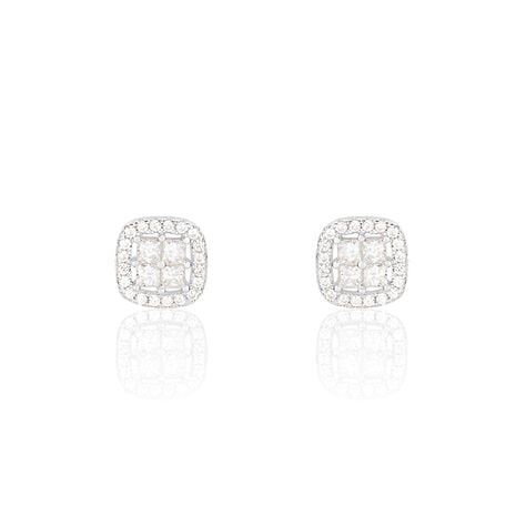 Boucles D'oreilles Puces Justina Argent Blanc Oxyde De Zirconium - Puces Femme | Marc Orian
