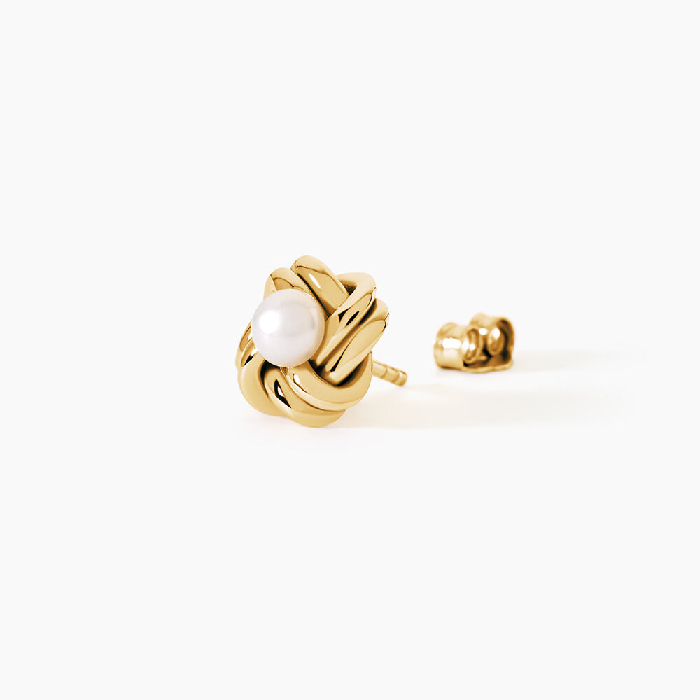 Boucles D'Oreilles Puces Clarine Argent Dor&eacute; A L'Or 750/1000 Perle De Culture - Puces Femme | Marc Orian