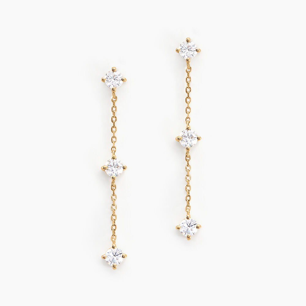 Boucles D'oreilles Pendantes Ethere Or Jaune Oxyde De Zirconium - Pendantes Femme | Marc Orian