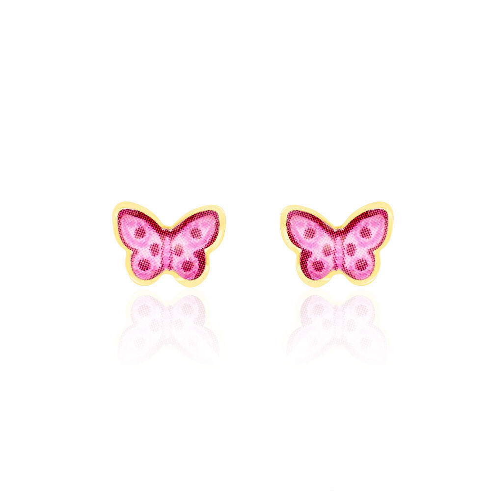 Boucles D'oreilles Puces Sulivia Papillon Or Jaune - Puces Enfant | Marc Orian