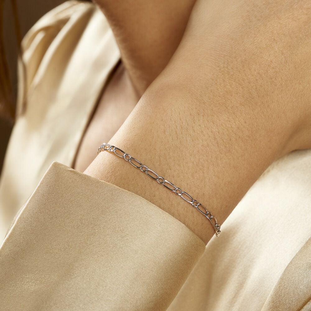 Bracelet Ophelio Maille Alternee 1/1 Or Blanc - Bracelets mailles Femme | Marc Orian