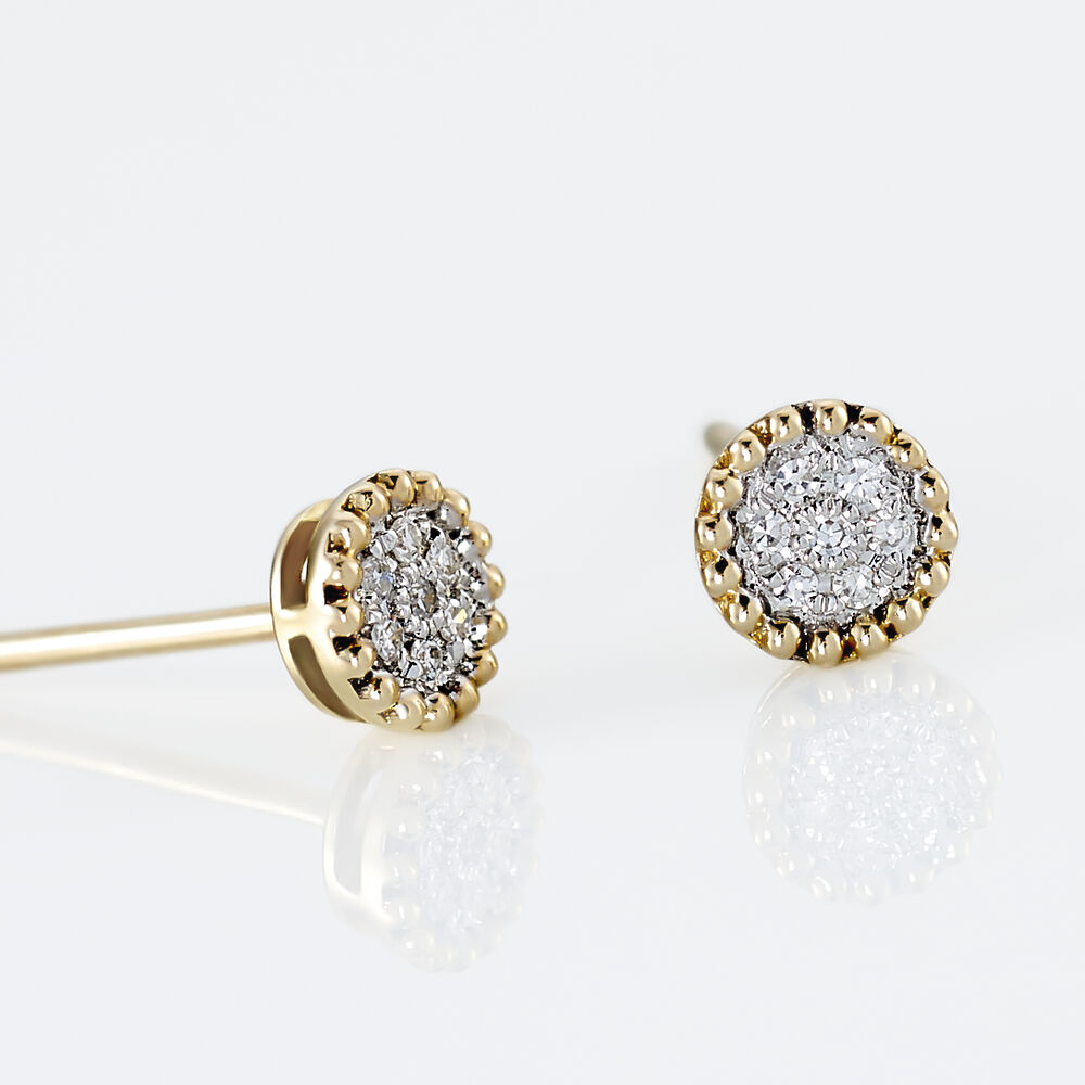 Boucles D'oreilles Puces Vaina Or Jaune Diamant - Puces Femme | Marc Orian