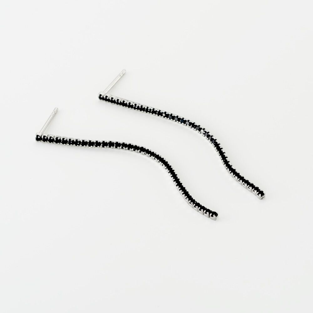 Boucles D'oreilles Pendantes Lou-anne Argent Blanc Oxyde Noir - Pendantes Femme | Marc Orian