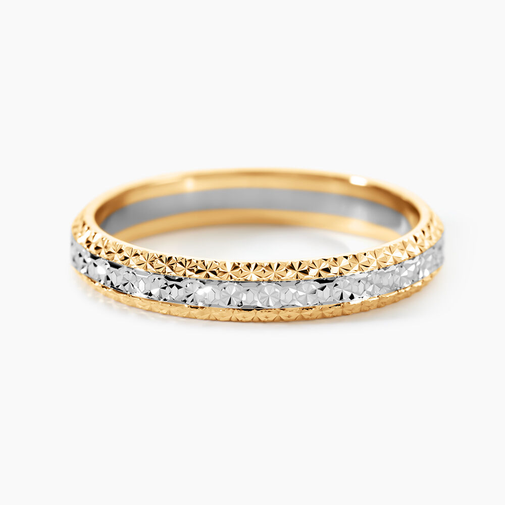 Alliance Multi Facettes Diamantee Demi Jonc Classique Or Bicolore - Alliances duo Unisex | Marc Orian