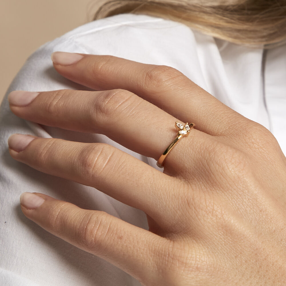 Bague Erma Plaqué Or Doré Oxyde De Zirconium - Bagues avec pierre Femme | Marc Orian