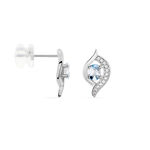Boucles D'oreilles Lydia Or Blanc Topaze Oxyde - Puces Femme | Marc Orian