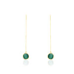 Boucles D'oreilles Pendantes Florica Or Jaune Malachite - Pendantes Femme | Marc Orian