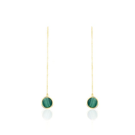 Boucles D'oreilles Pendantes Florica Or Jaune Malachite - Pendantes Femme | Marc Orian