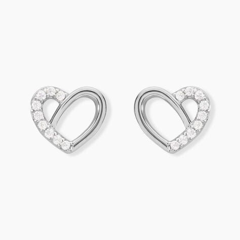 Boucles D'oreilles Puces Dorthea Argent Blanc Oxyde De Zirconium - Puces Femme | Marc Orian