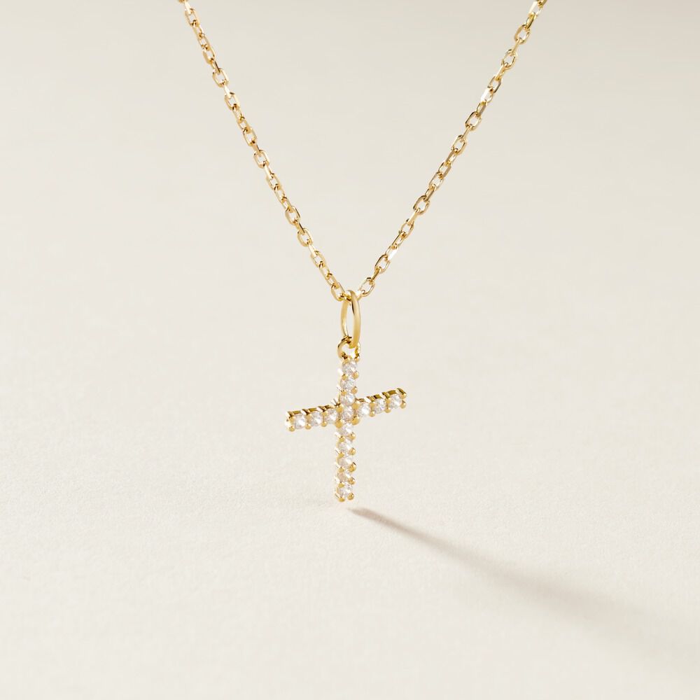 Pendentif Glacen Croix Or Jaune Oxyde De Zirconium - Pendentifs Famille | Marc Orian