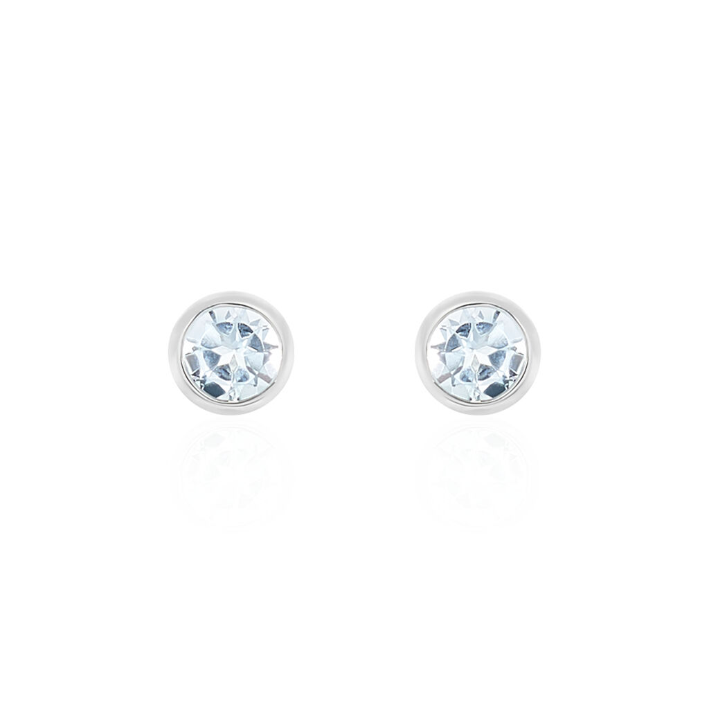 Boucles D'oreilles Puces Edy Serti Clos Or Blanc Topaze - Puces Femme | Marc Orian
