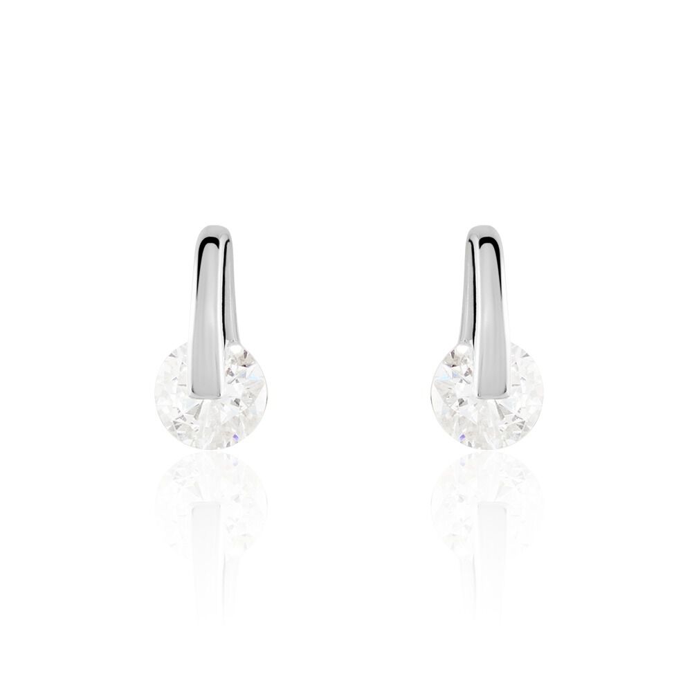 Boucles D'oreilles Pendantes Vera Argent Blanc Oxyde De Zirconium - Puces Femme | Marc Orian