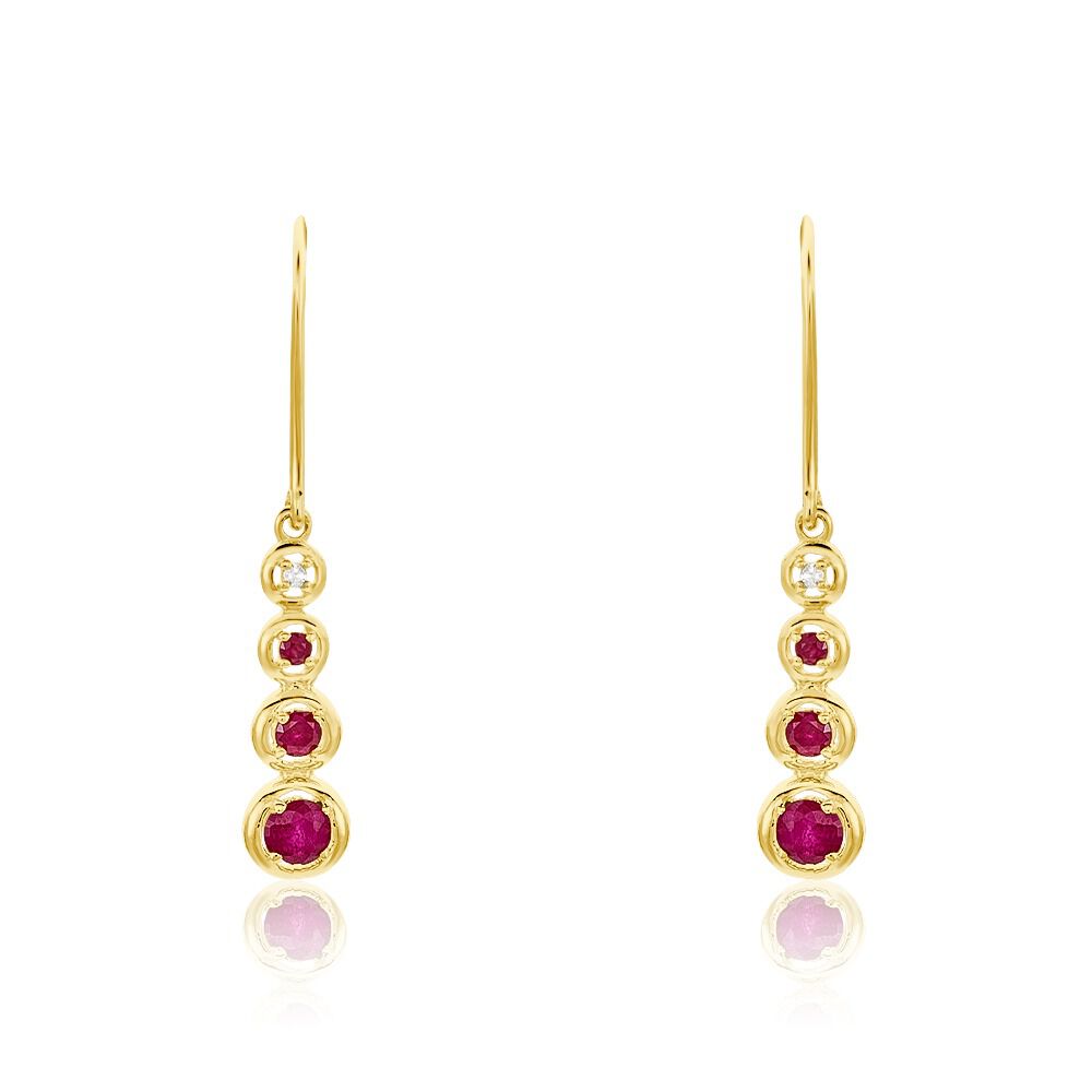 Boucles D'oreilles Pendantes Josephine Or Jaune Rubis - Pendantes Femme | Marc Orian