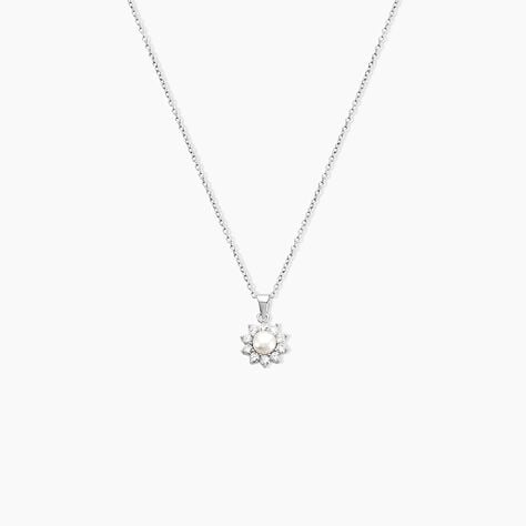 Collier Argent Blanc Cheri Perle De Culture Oxydes De Zirconium - Colliers avec pierres Femme | Marc Orian