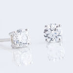 Boucles D'oreilles Puces 4 Griffes Or Blanc Diamant Synthetique - Puces Femme | Marc Orian