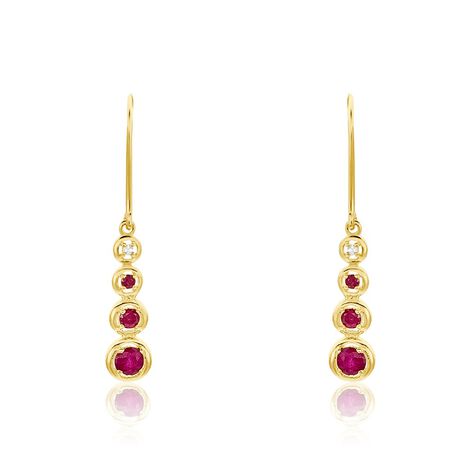 Boucles D'oreilles Pendantes Josephine Or Jaune Rubis - Pendantes Femme | Marc Orian