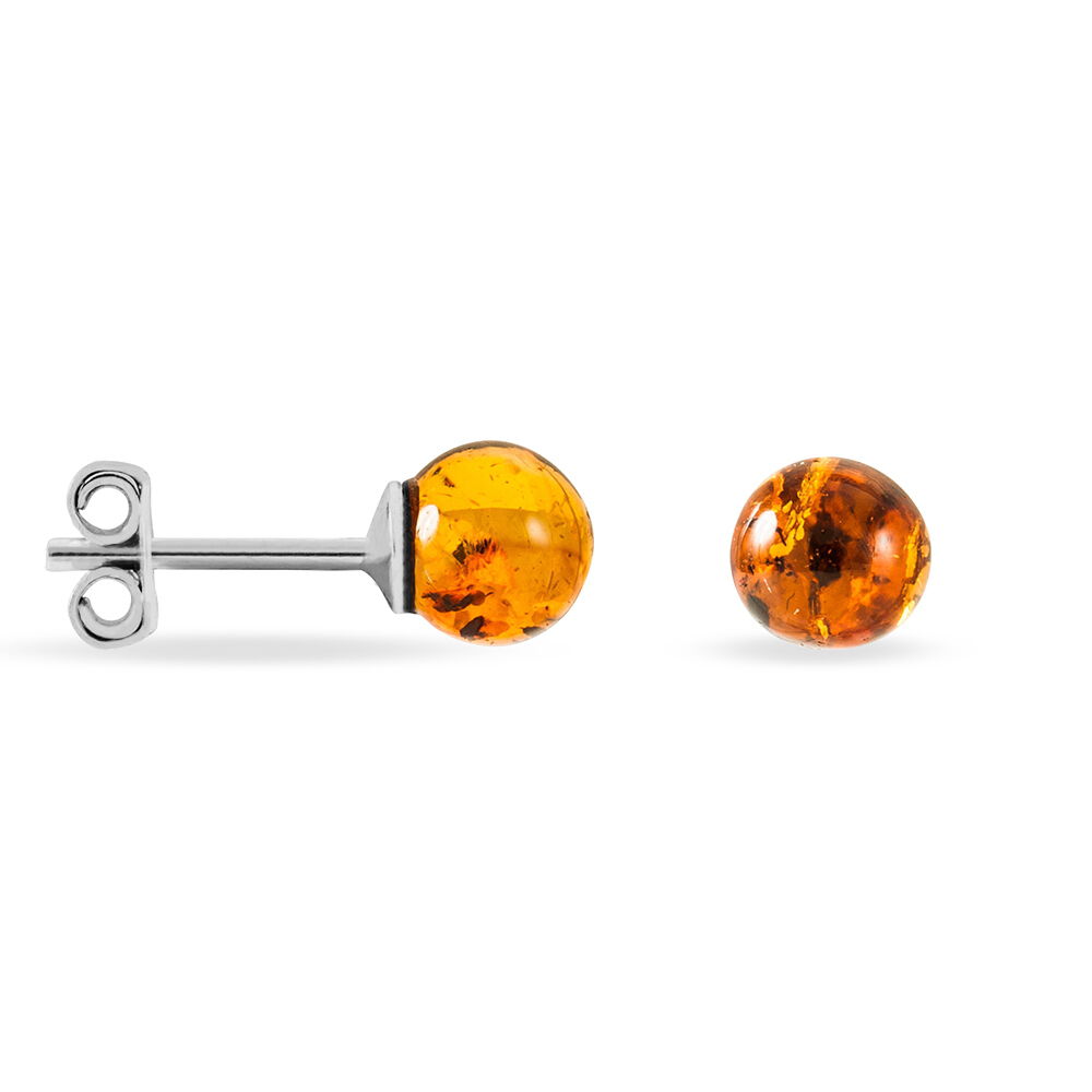 Boucles D'oreilles Puces Brunhild Argent Blanc Ambre - Puces Femme | Marc Orian