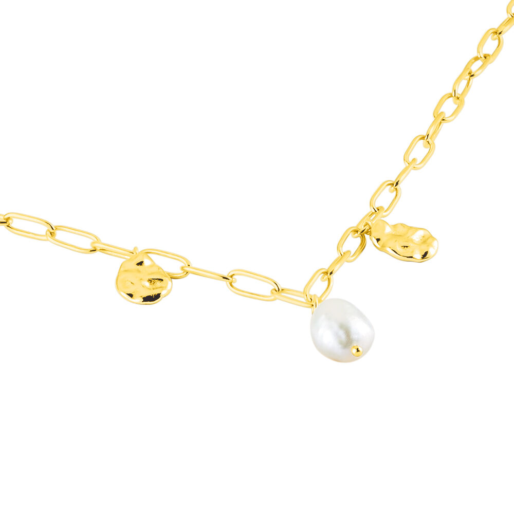 Collier Argent Dore Keshi Maille Cheval - Colliers avec pierres Femme | Marc Orian