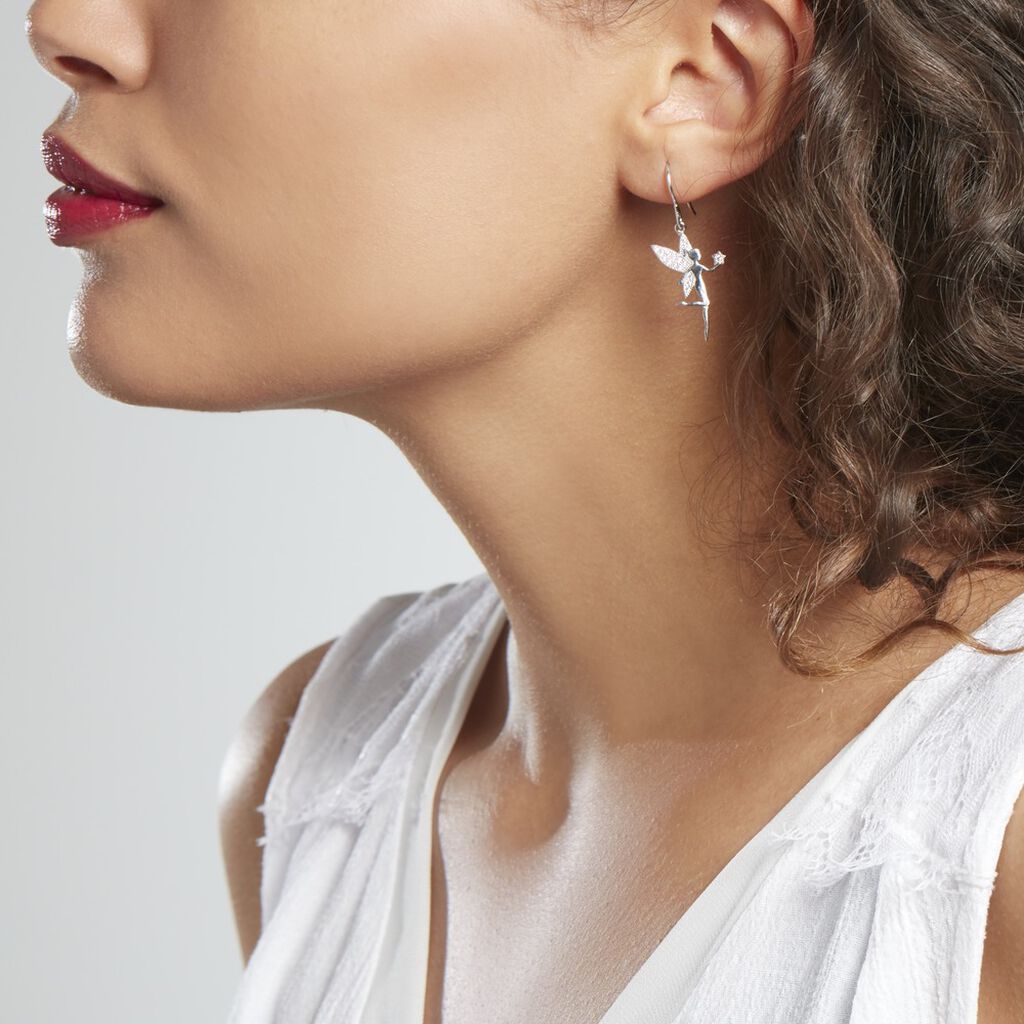 Boucles D'oreilles Pendantes Alberte Argent Blanc Oxyde De Zirconium - Boucles d'oreilles Pendantes Femme | Marc Orian