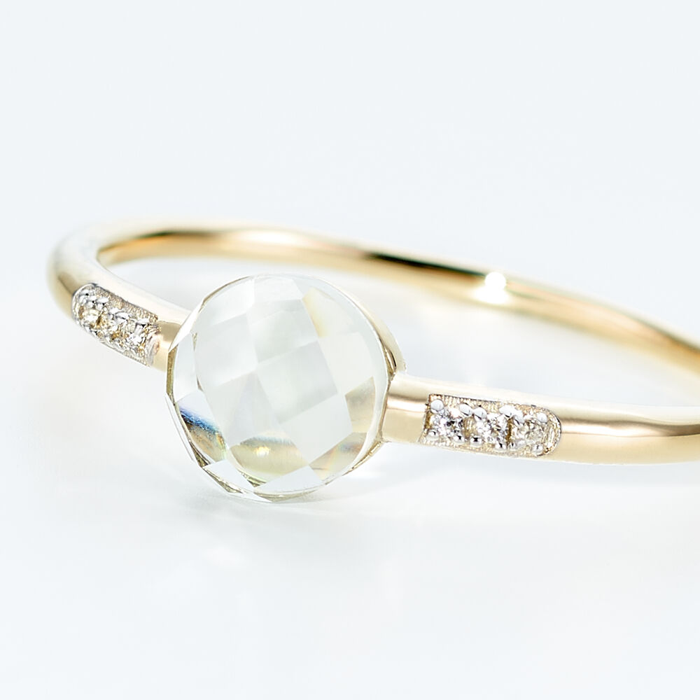 Bague Bonbon Or Jaune Prasiolite Et Oxyde De Zirconium - Bagues avec pierre Femme | Marc Orian