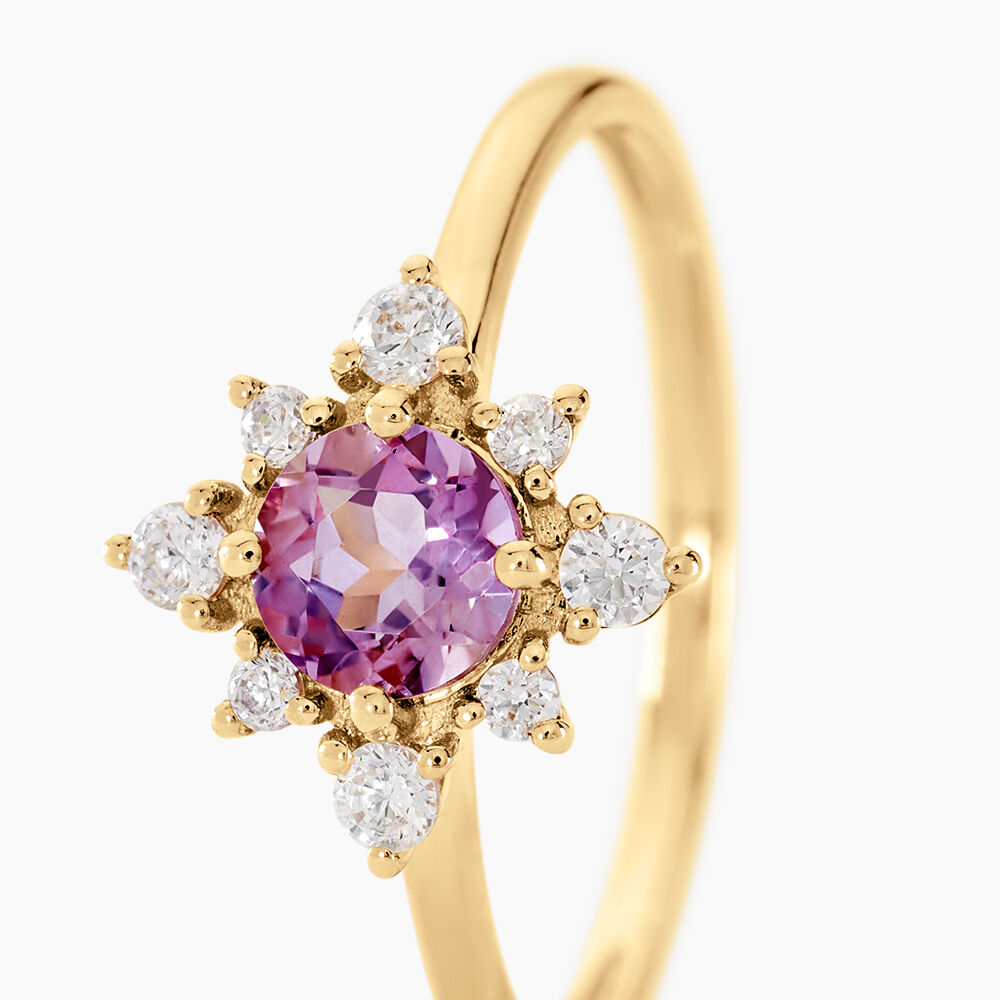 Bague Astrithr Or Jaune Am&eacute;thyste Oxyde De Zirconium - Bagues pierres fines Femme | Marc Orian