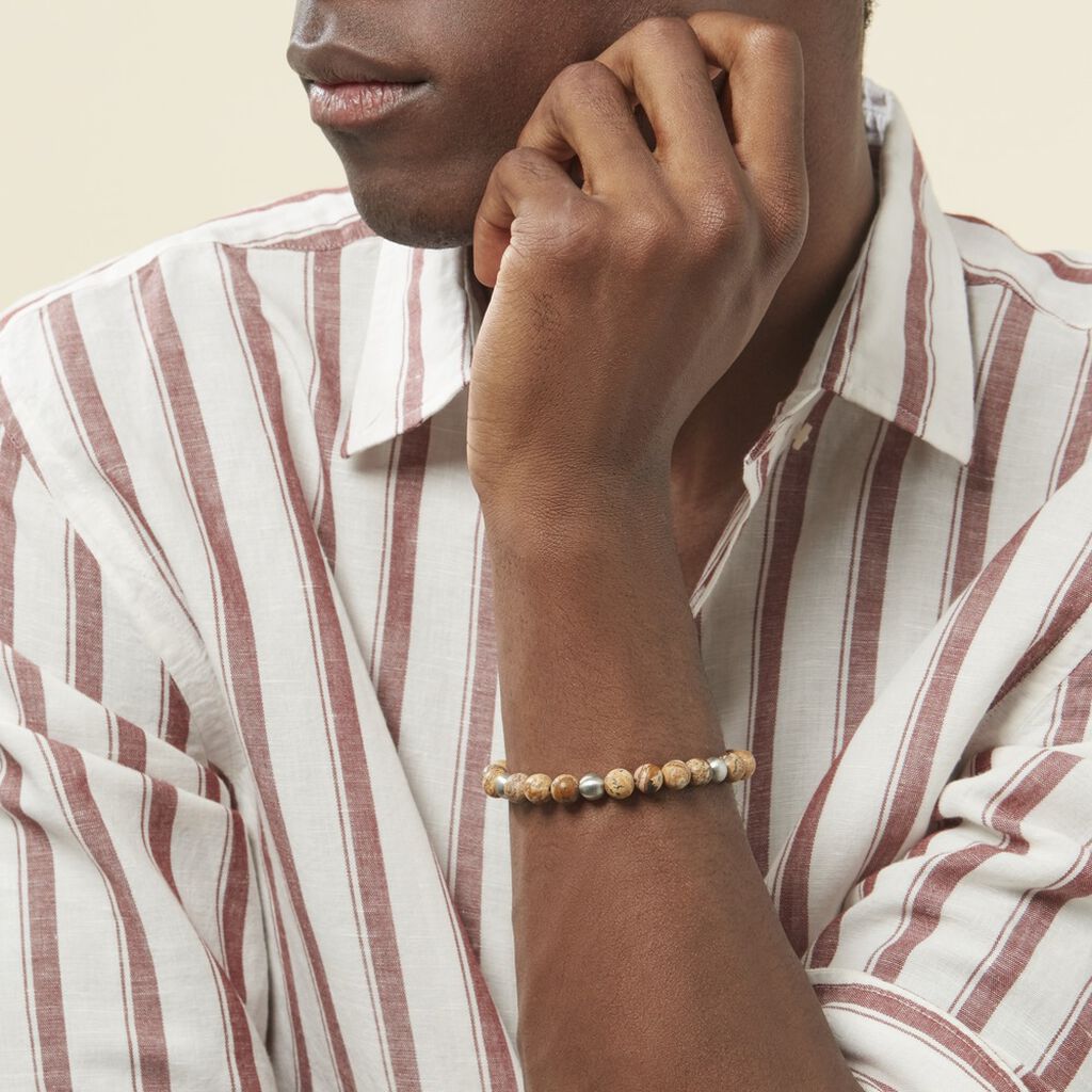 Bracelet Adonis Acier Blanc Jaspe Africain - Bracelets chaînes Homme | Marc Orian