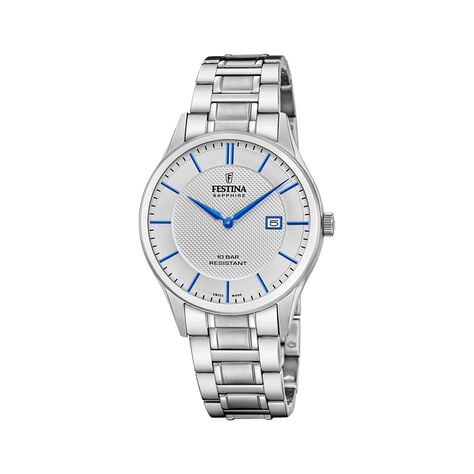 Montre Festina Swiss Made 40 Argent&eacute; - Montres &eacute;tanches Homme | Marc Orian