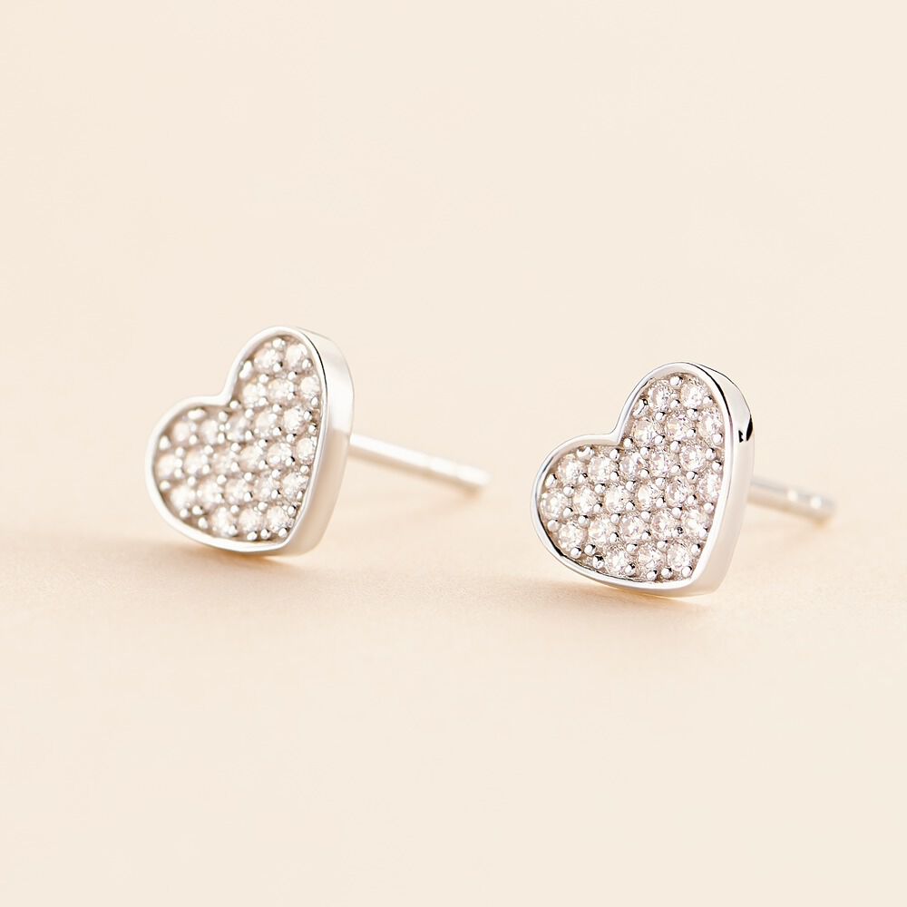 Boucles D'oreilles Puces Esperanza Argent Blanc Oxyde De Zirconium - Puces Femme | Marc Orian