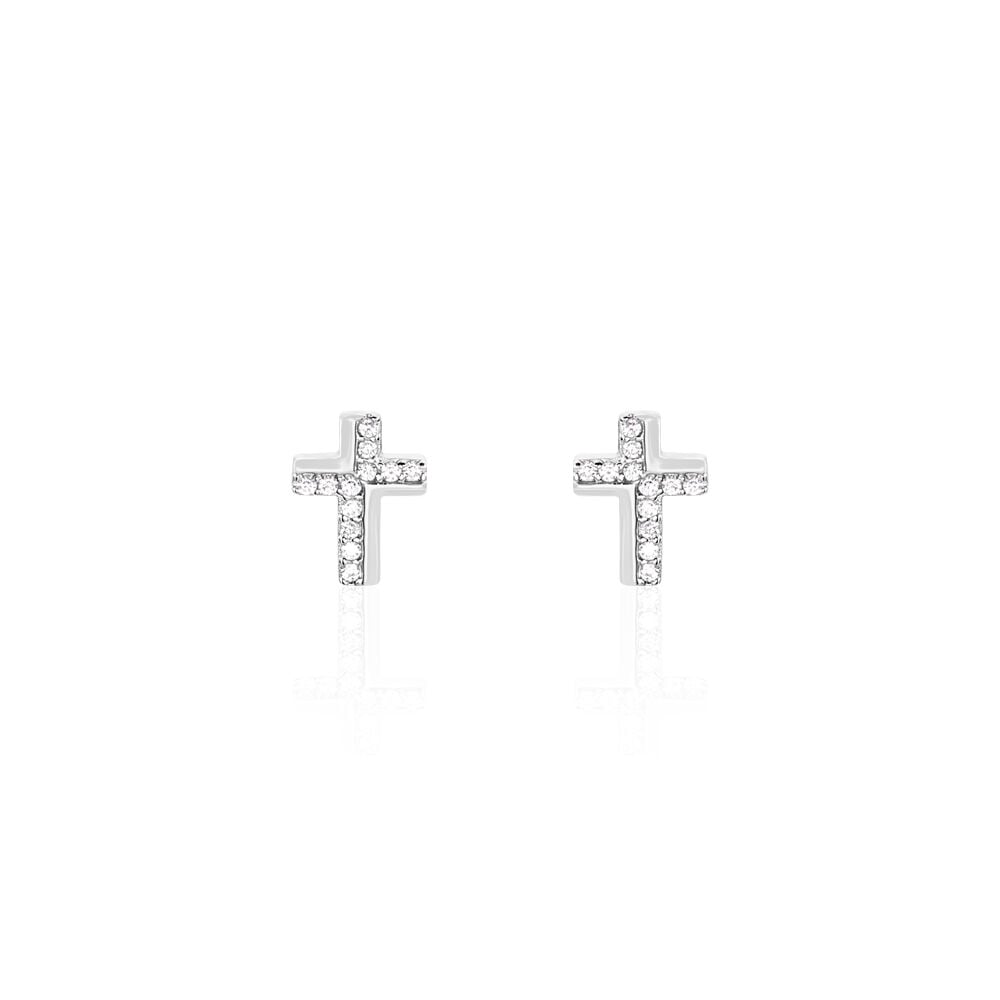 Boucles D'oreilles Puces Lola-rose Argent Blanc Oxyde De Zirconium - Puces Femme | Marc Orian