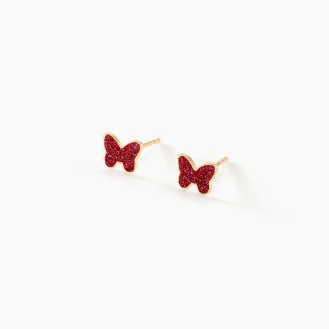 Boucles D'oreilles Puces Solena Papillon Or Jaune - Puces Enfant | Marc Orian