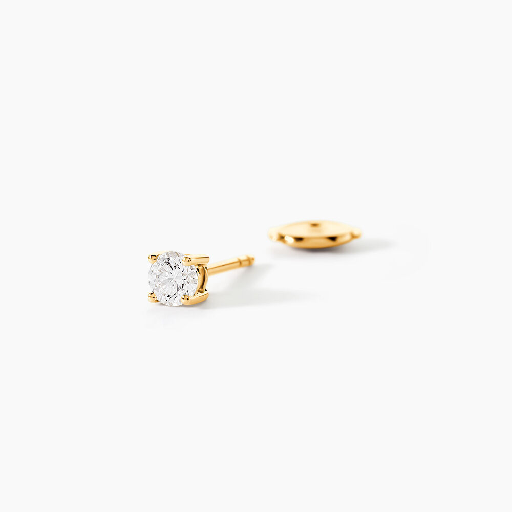 Boucles D'oreilles Puces 4 Griffes Or Jaune Diamant Synthetique - Puces Femme | Marc Orian