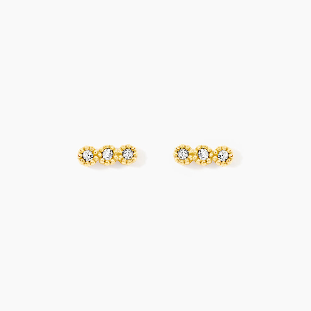 Boucles D'Oreilles Puces Sheima Acier Jaune Cristal - Puces Femme | Marc Orian