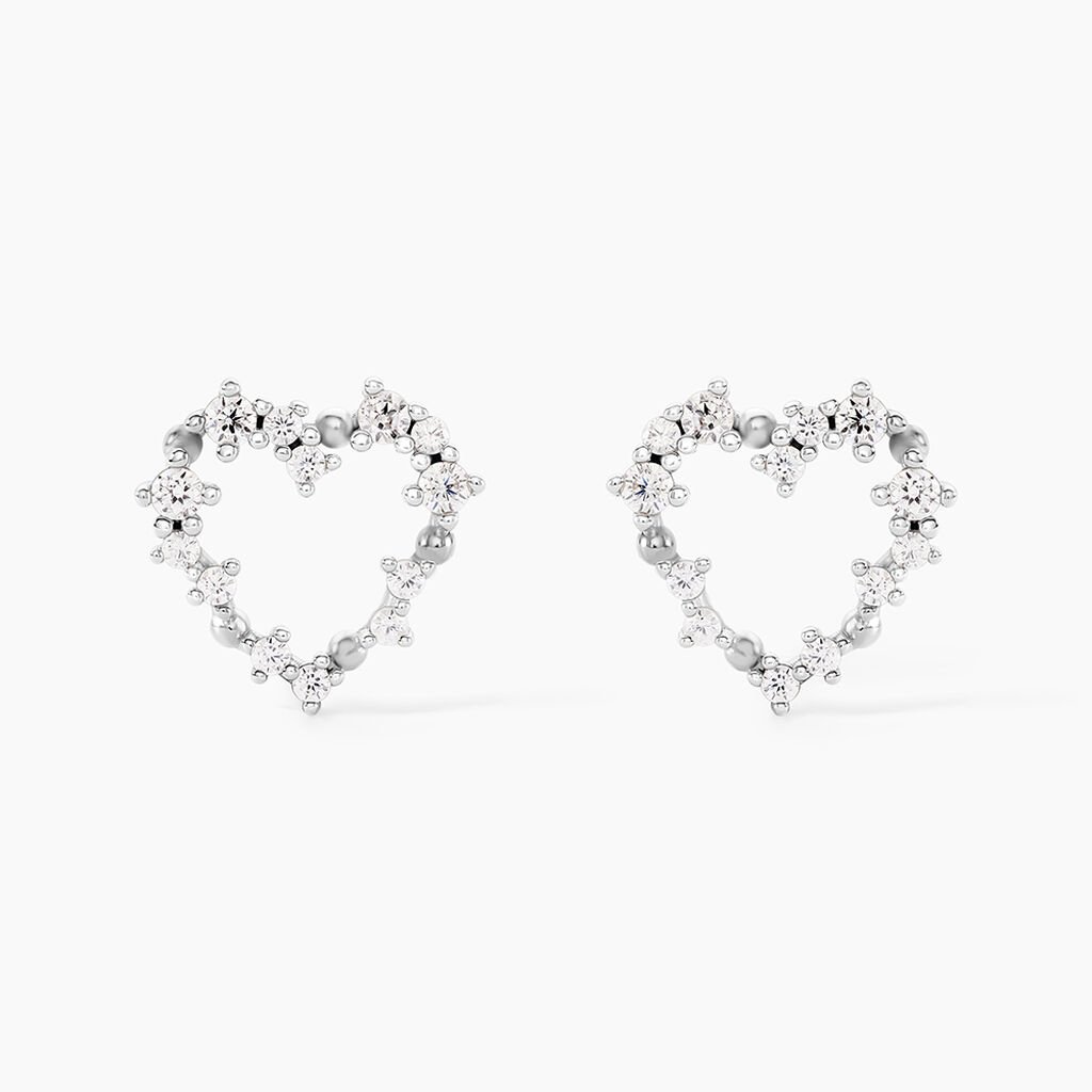 Boucles D'Oreilles Puces Cora Argent Blanc Oxyde De Zirconium - Puces Femme | Marc Orian