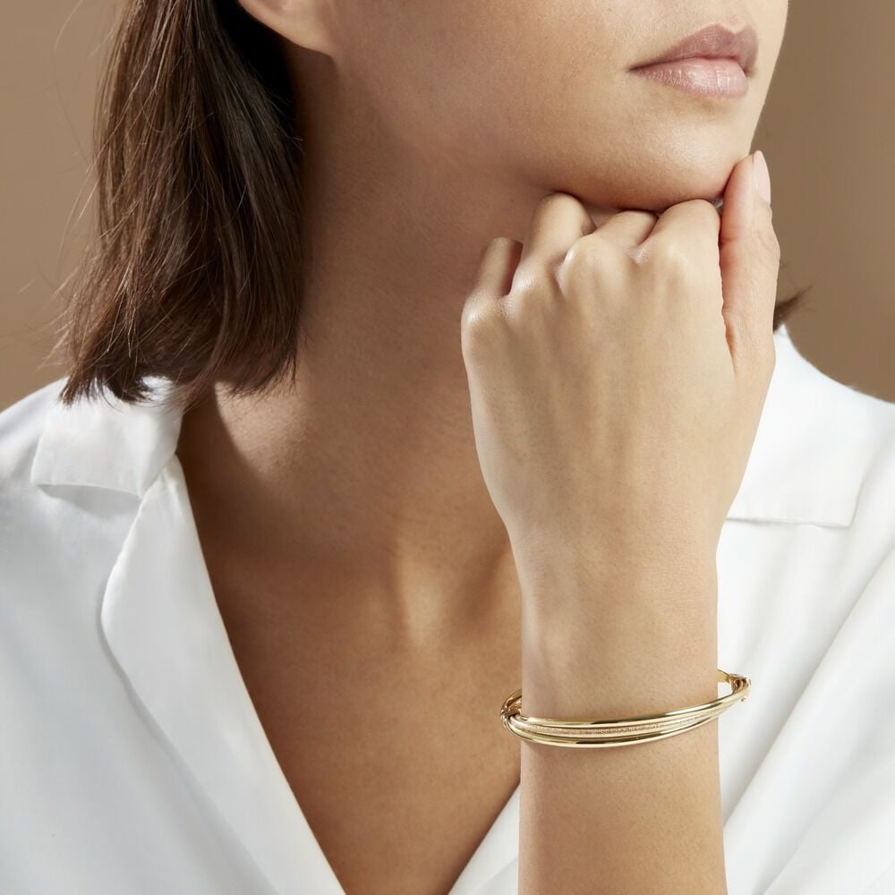 Bracelet Jonc Claudie 3 Fils Entrelaces Or Jaune - Bracelets Anneaux Entrelaces Femme | Marc Orian