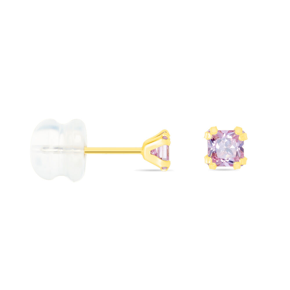 Boucles D'oreilles Puces Doreen Carre Or Jaune Oxyde De Zirconium - Puces Famille | Marc Orian