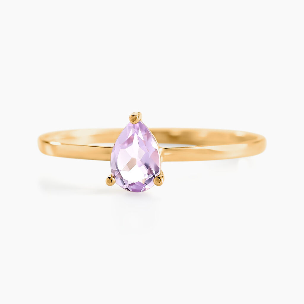 Bague Solitaire Goutte Or Jaune Am&eacute;thyste - Bagues pierres fines Femme | Marc Orian