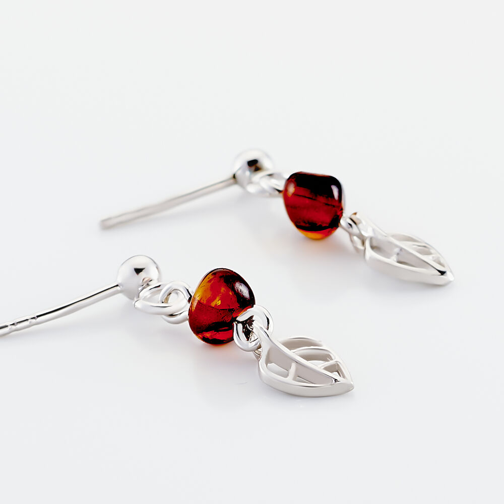 Boucles D'oreilles Pendantes Nolana Argent Blanc Ambre - Pendantes Femme | Marc Orian