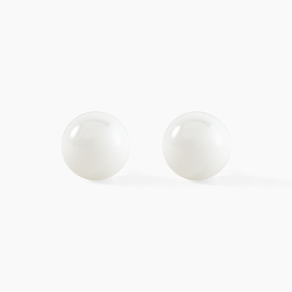 Boucles D'oreilles Puces Orbe Argent Blanc C&eacute;ramique - Puces Femme | Marc Orian