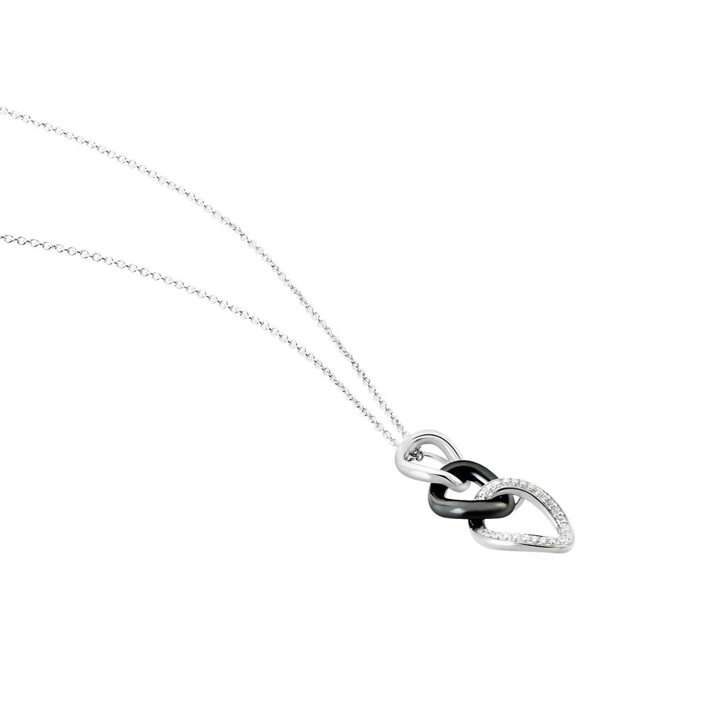 Collier Link Argent Blanc C&eacute;ramique Et Oxyde De Zirconium - Colliers avec pierres Femme | Marc Orian