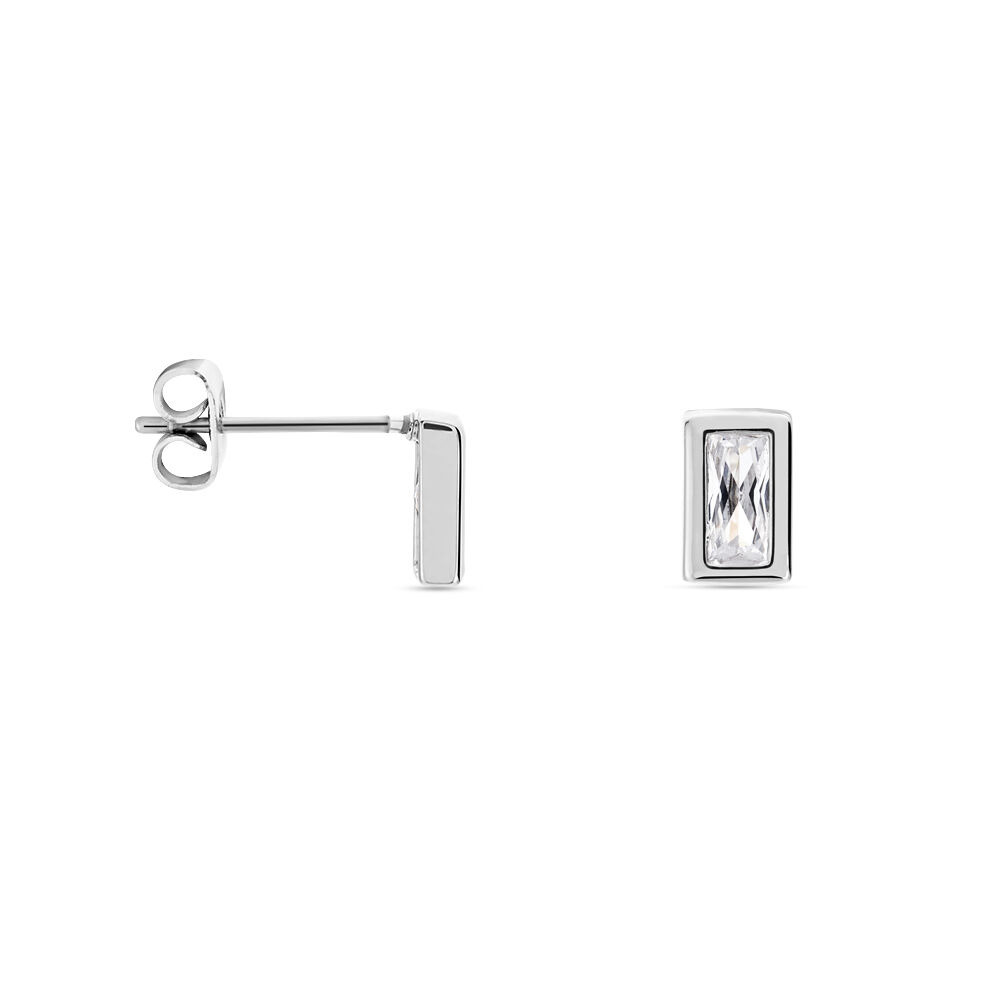 Boucles D'oreilles Puces Royale Argent Blanc Oxyde De Zirconium - Puces Femme | Marc Orian