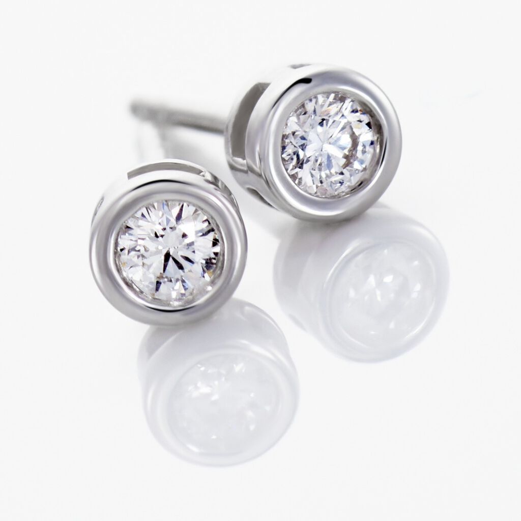 Boucles D'oreilles Puces Or Blanc Agota Diamants - Boucles d'oreilles pierres précieuses Femme | Marc Orian