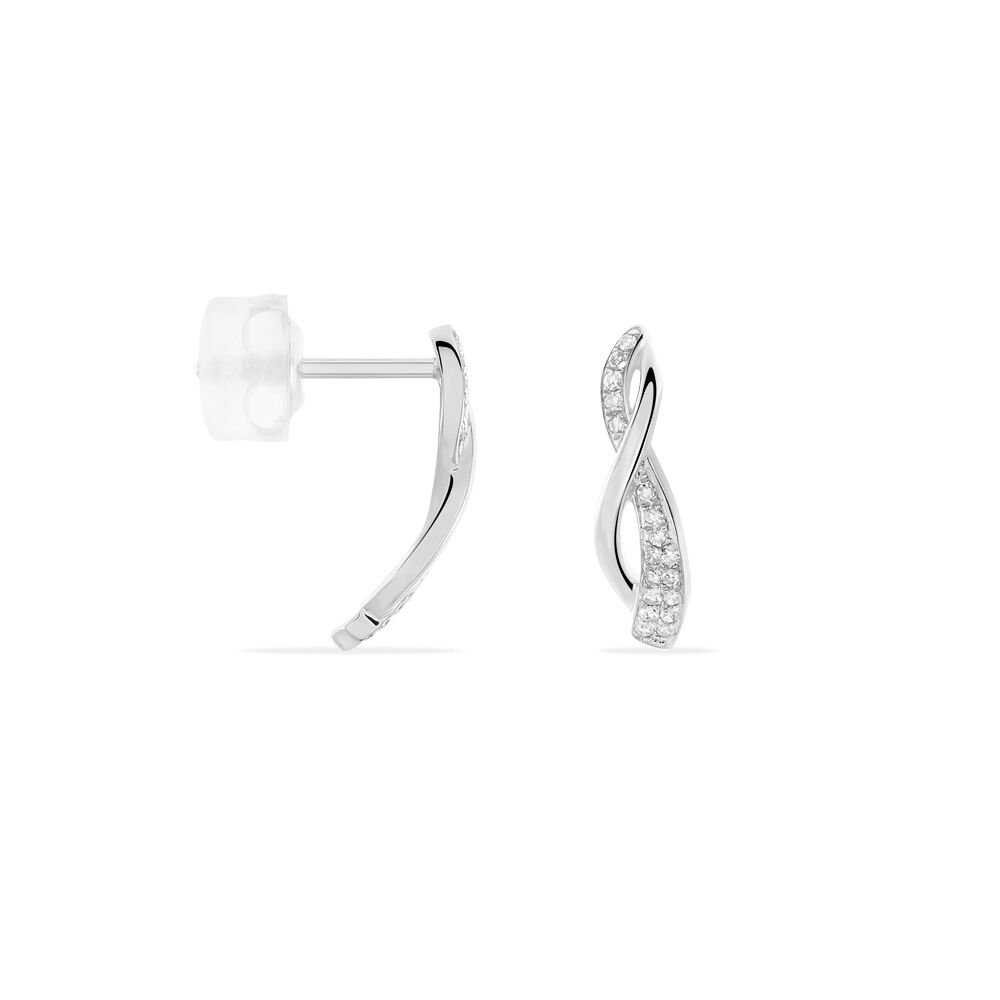 Boucles D'oreilles Puces Emma Or Blanc Diamant - Puces Femme | Marc Orian