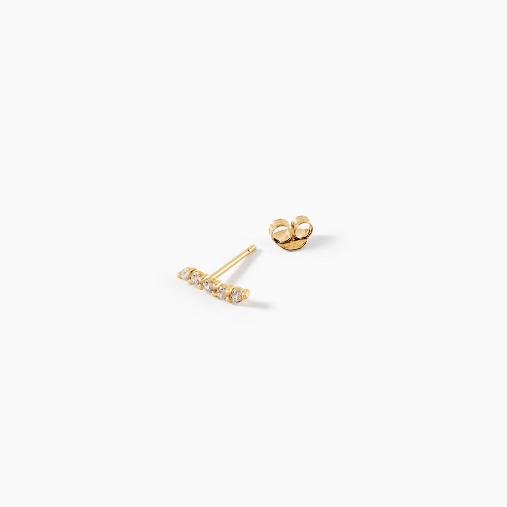 Boucles D'Oreilles Puces Dahina Argent Dor&eacute; A L'Or 750/1000 Oxyde De Zirconium - Puces Femme | Marc Orian