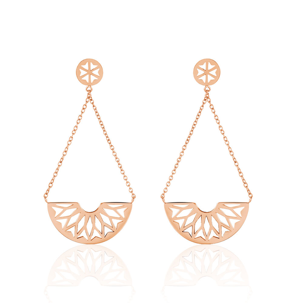 Boucles D'oreilles Pendantes Auxane Acier Rose - Pendantes Femme | Marc Orian